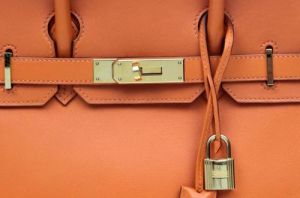detail of orange birkin bag3